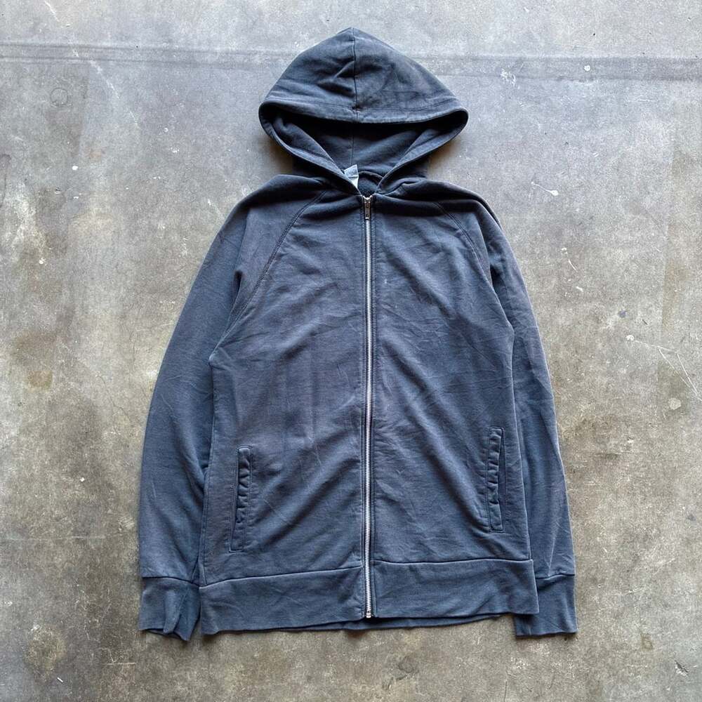 Alternative Apparel Full Zip Hoodie Size M Grey Sweatshirt sun faded